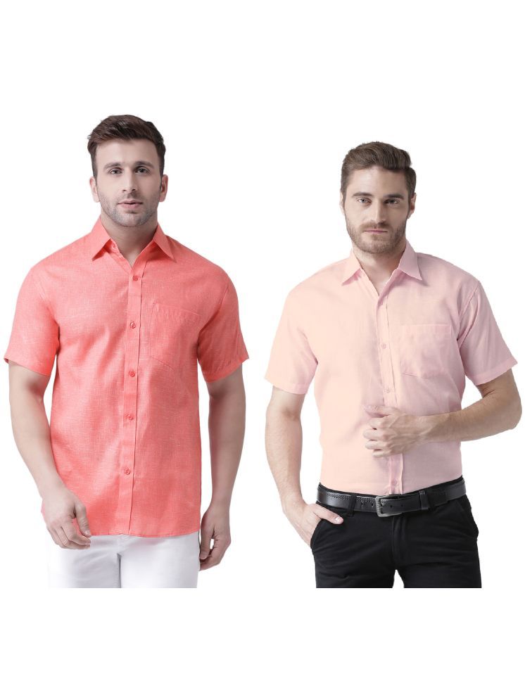     			RIAG Cotton Blend Regular Fit Solids Half Sleeves Men's Casual Shirt - Pink ( Pack of 2 )