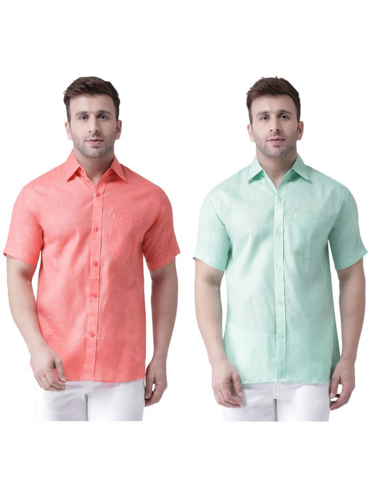     			RIAG Cotton Blend Regular Fit Solids Half Sleeves Men's Casual Shirt - Green ( Pack of 2 )