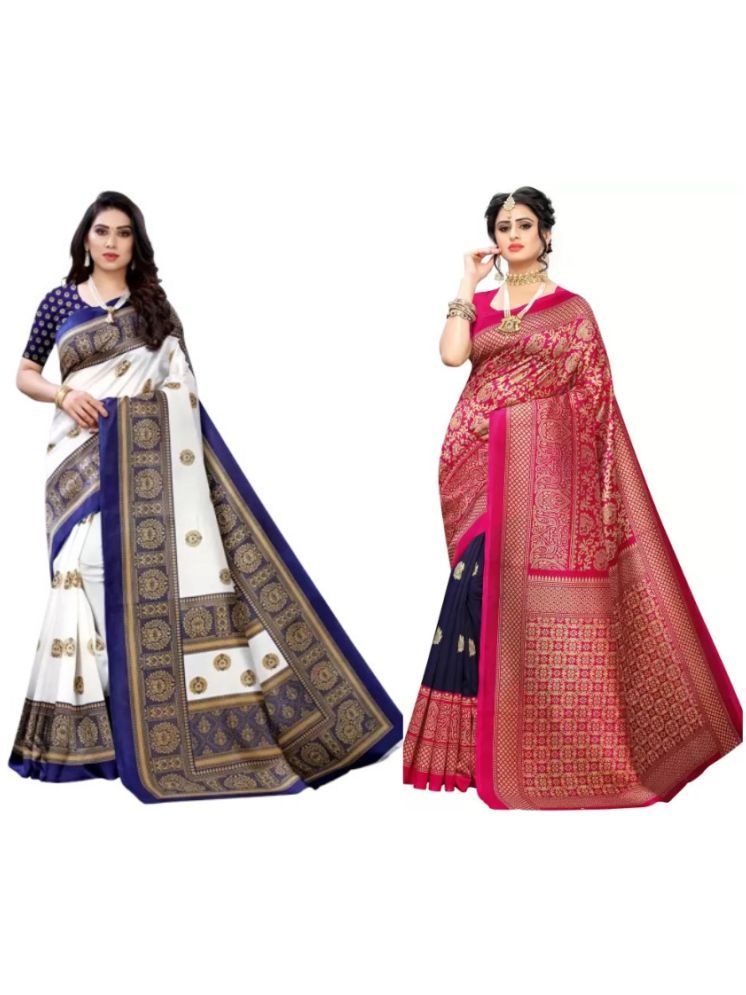     			Saadhvi Art Silk Self Design Saree With Blouse Piece - Multicolor11 ( Pack of 2 )