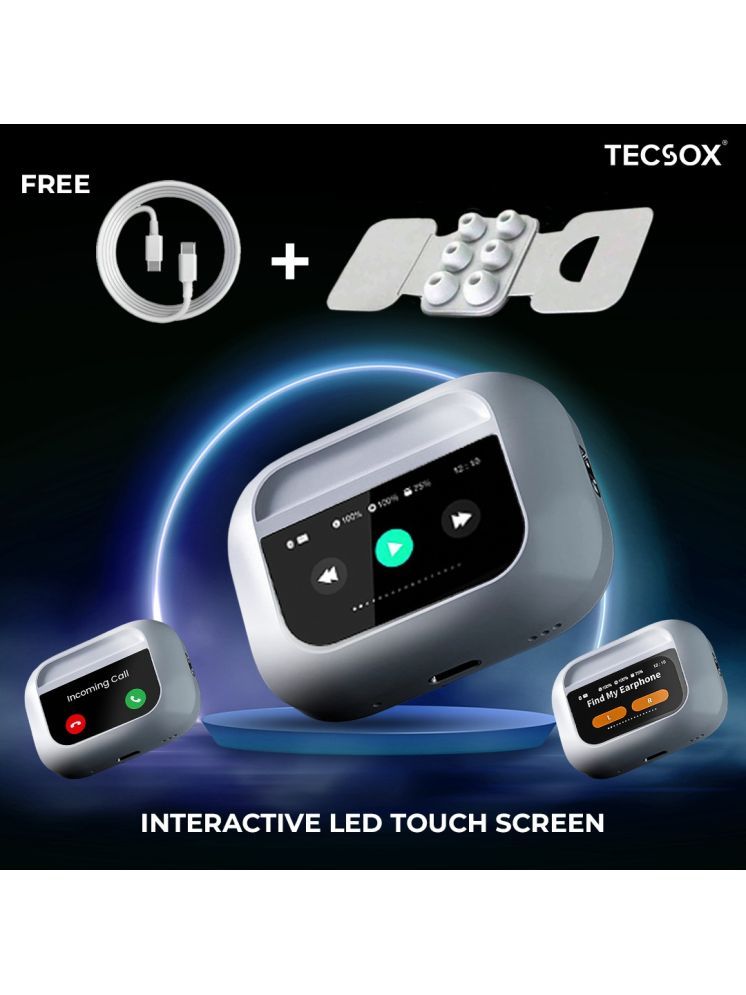     			TecSox ALPHA Bluetooth Earbuds with Smartwatch on Display