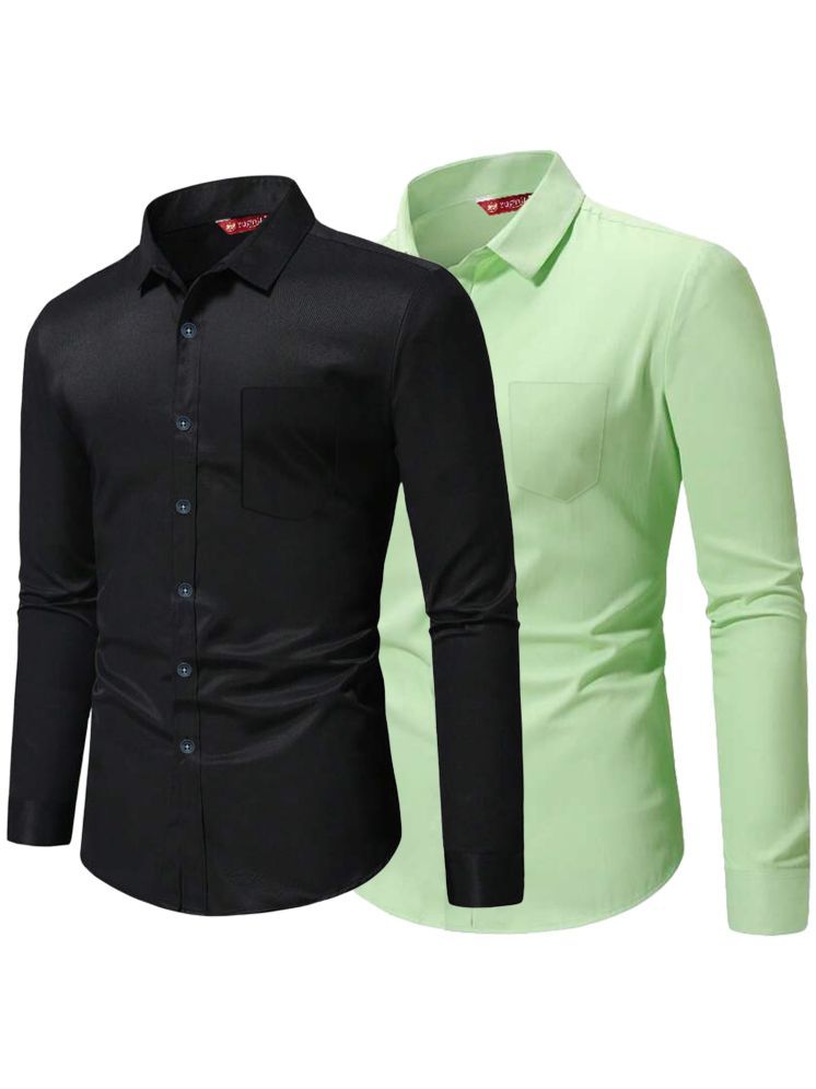     			Yugnik Cotton Blend Slim Fit Full Sleeves Men's Formal Shirt - Sea Green ( Pack of 2 )