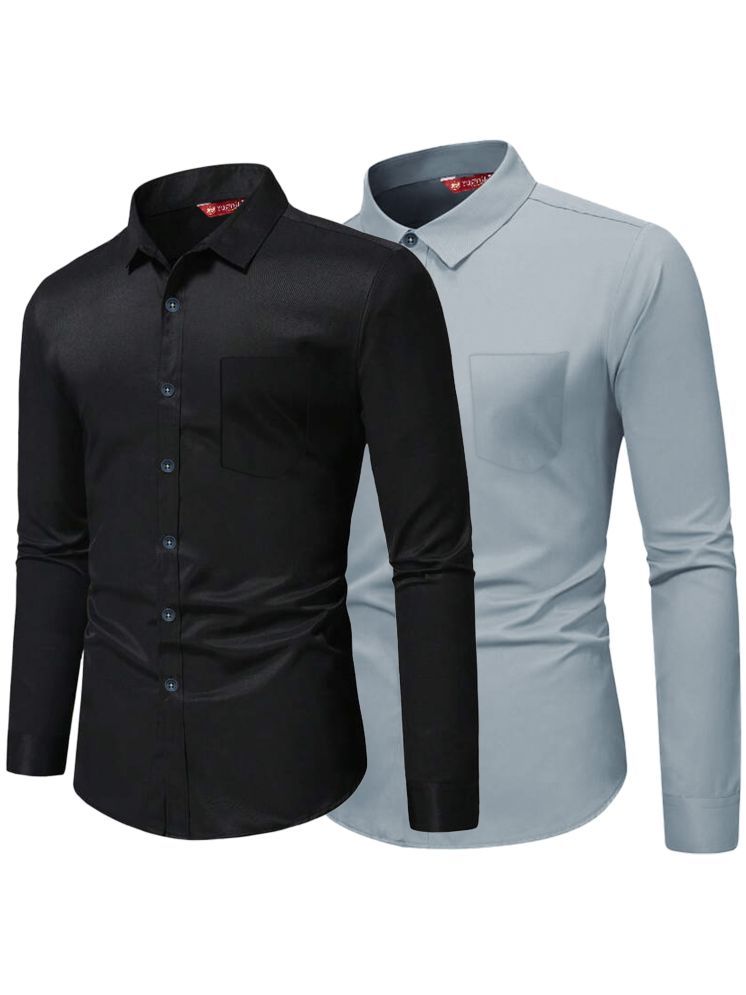     			Yugnik Cotton Blend Slim Fit Full Sleeves Men's Formal Shirt - Grey ( Pack of 2 )