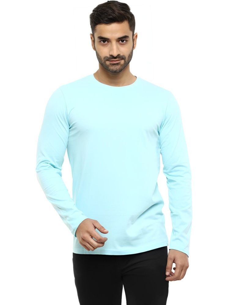     			plusperfaction Cotton Regular Fit Solid Full Sleeves Men's Round T-Shirt - Sky Blue ( Pack of 1 )