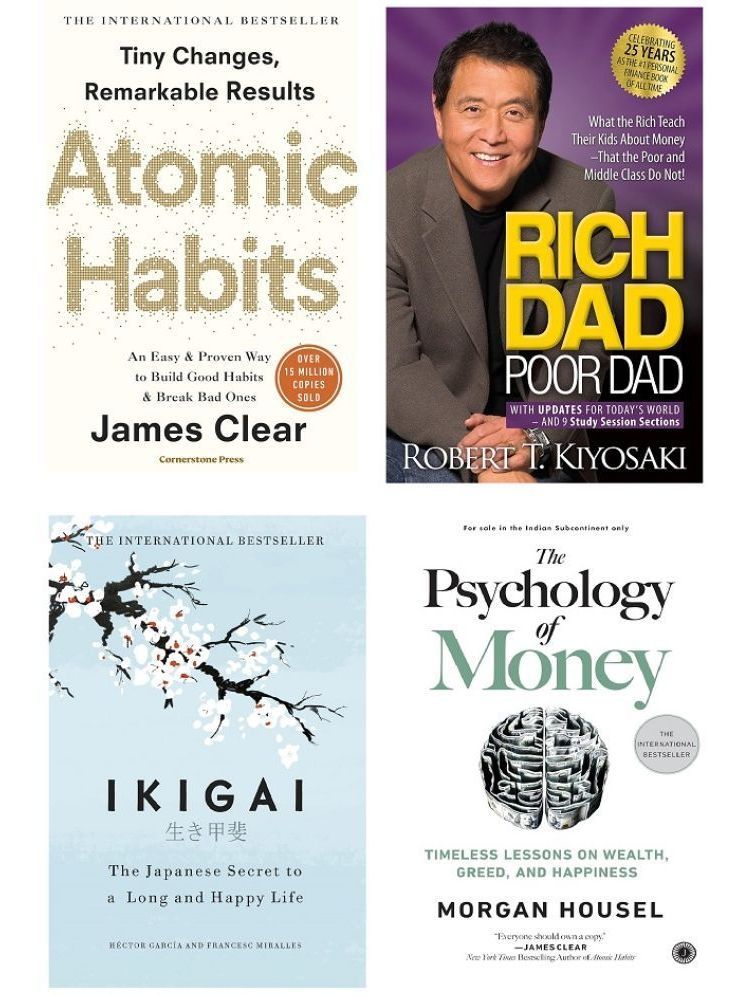     			4 Books Combo ( Atomic Habits & Rich Dad Poor Dad & ikigai Japaness & The Psychology Of Money ) English - Paperback