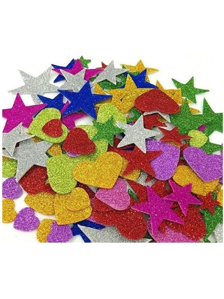     			Eclet Glitter Foam Mixed Shaped Self Adhesive Stickers for Kids (Pack of 50)