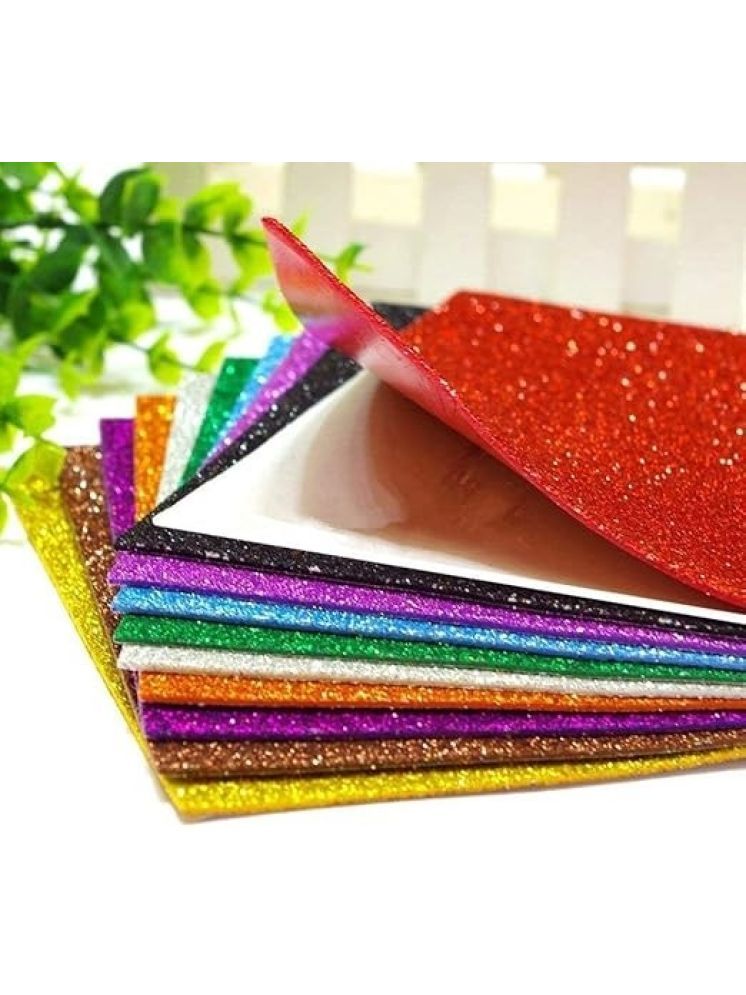     			FREEDY A4 Glitter Foam Sheet Sparkles 2 mm Thick 10 Different Color, for Art & Craft (self Adhesive)