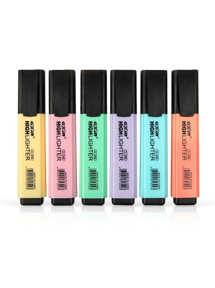     			GXIN Pastel Highlighter Pen | Aesthetic Highlighter Marker | Quick Dry | No Bleed (Set of 6, Yellow, Green, Pink, Purple, Orange, Blue)