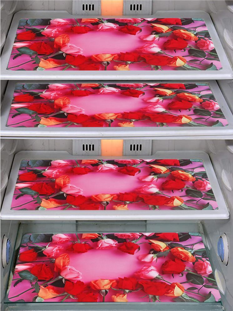     			Generic PVC Floral Printed Fridge Mats ( 44 29 ) Pack of 4 - Multicolor