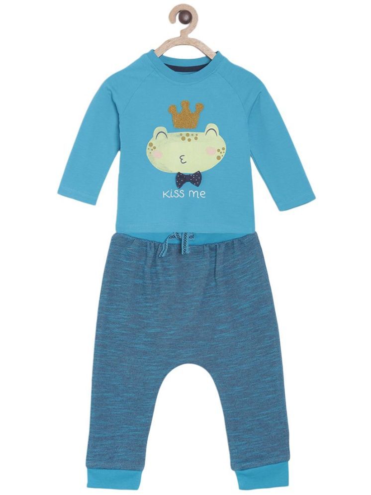     			MINI KLUB Blue Cotton Baby Boy T-Shirt & Trouser ( Pack of 1 )