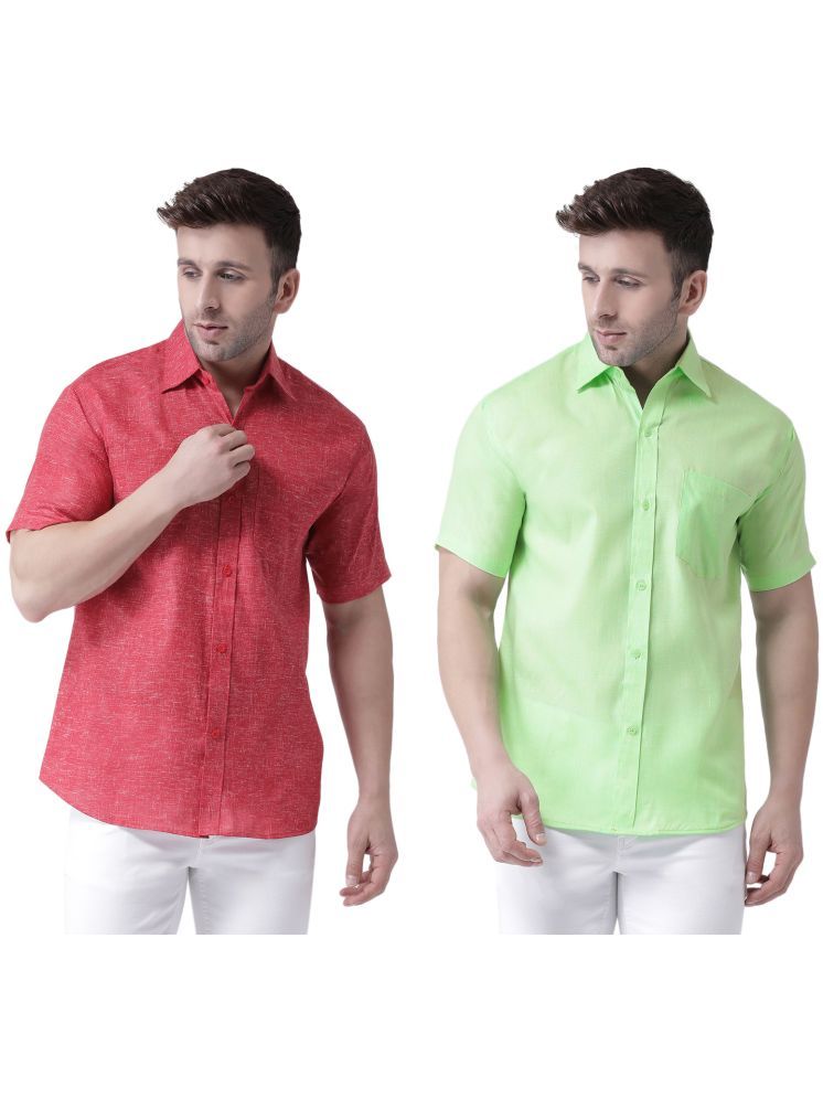     			RIAG Cotton Blend Regular Fit Solids Half Sleeves Men's Casual Shirt - Green ( Pack of 2 )