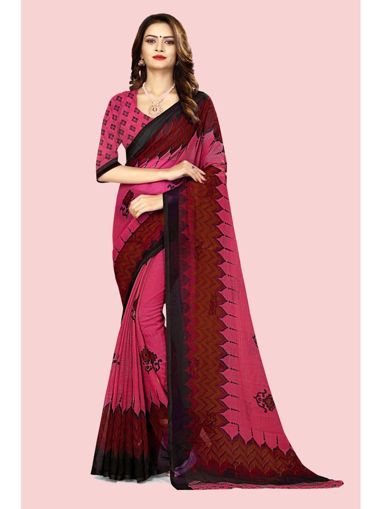     			INDIAN SILKS Georgette Printed Saree With Blouse Piece - Maroon ( Pack of 1 )