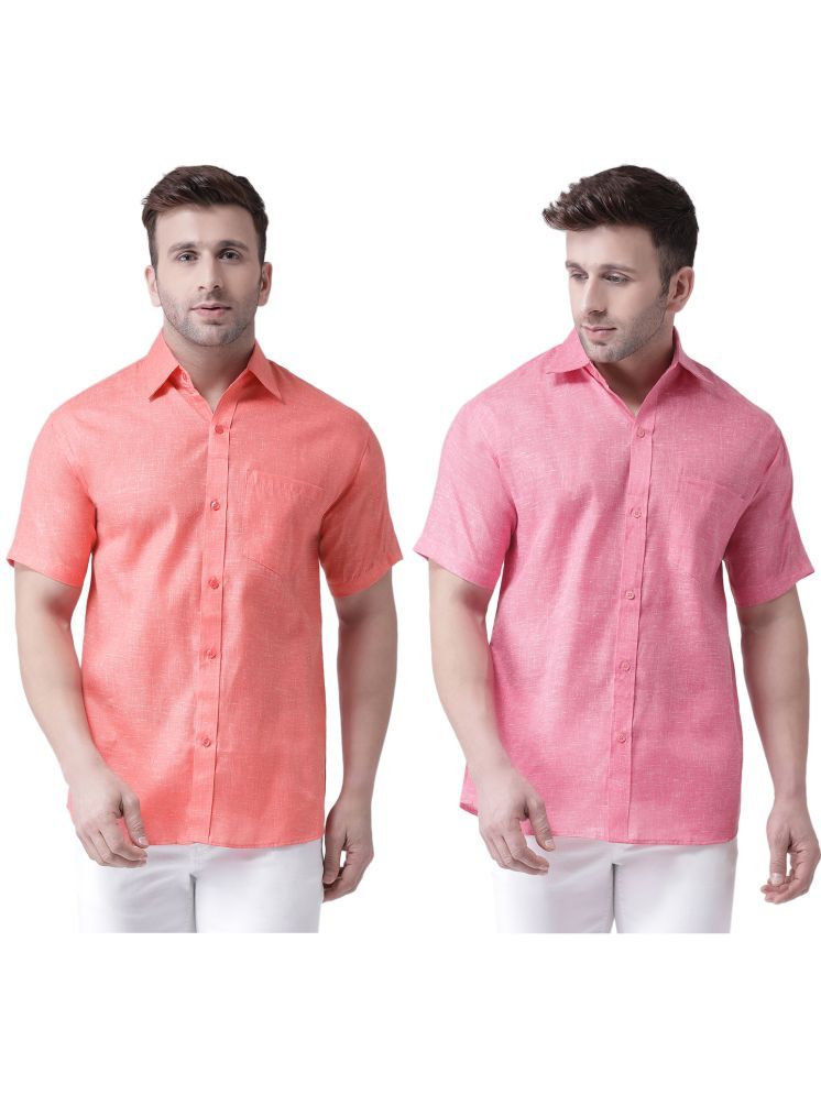     			KLOSET By RIAG Cotton Blend Regular Fit Solids Half Sleeves Men's Casual Shirt - Pink ( Pack of 2 )