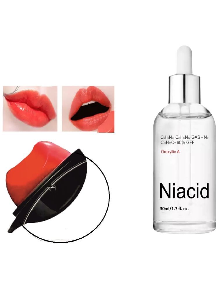     			Niacid Tightens Pore Face Serum 30ml & AppleDesign Red Lipstick Waterproof for Women & Girls Combo of 2