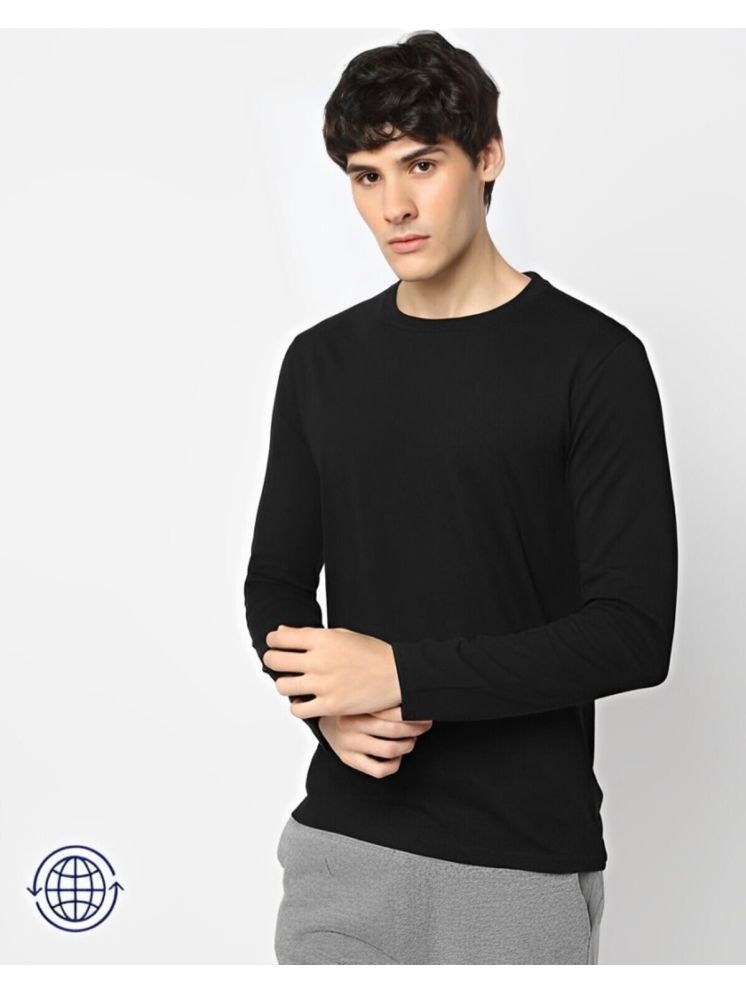     			PPTHEFASHIONHUB Cotton Blend Regular Fit Solid Full Sleeves Men's Round T-Shirt - Black ( Pack of 1 )