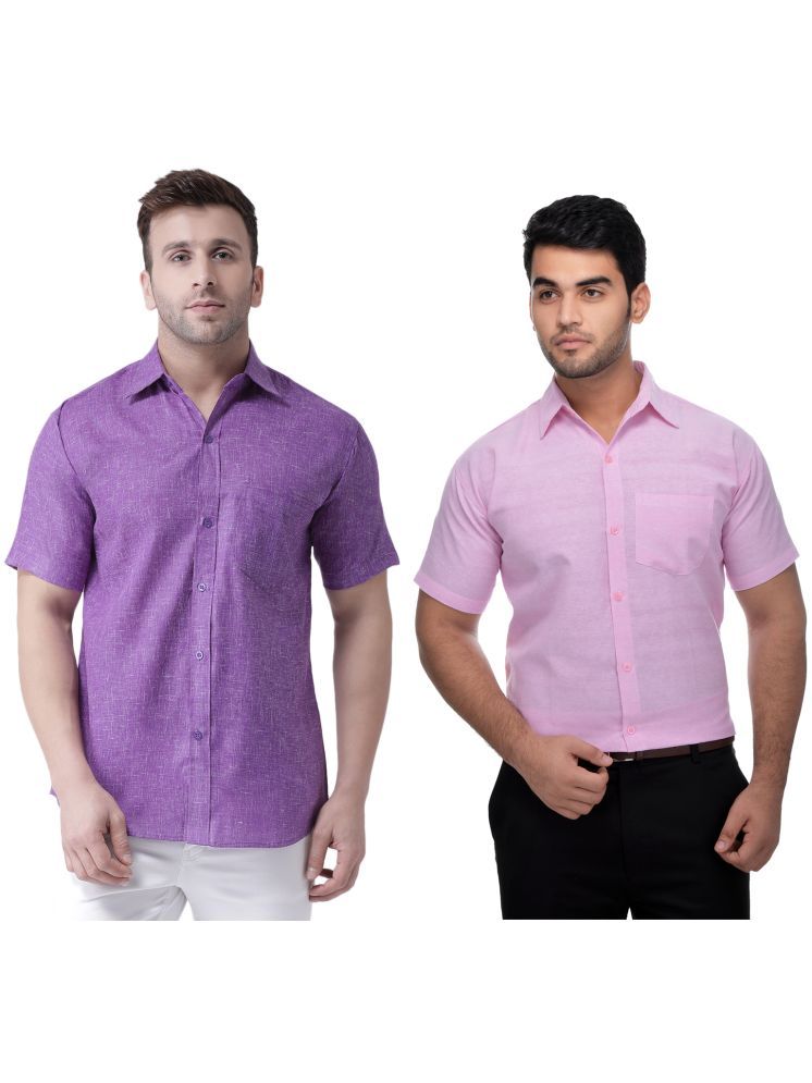     			RIAG Cotton Blend Regular Fit Solids Half Sleeves Men's Casual Shirt - Pink ( Pack of 2 )