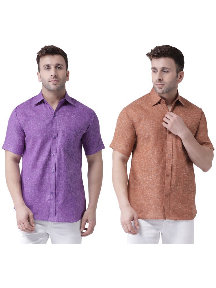     			RIAG Cotton Blend Regular Fit Solids Half Sleeves Men's Casual Shirt - Brown ( Pack of 2 )