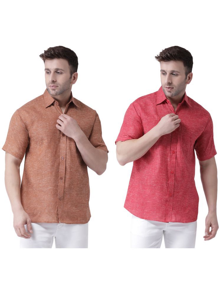     			RIAG Cotton Blend Regular Fit Solids Half Sleeves Men's Casual Shirt - Red ( Pack of 2 )