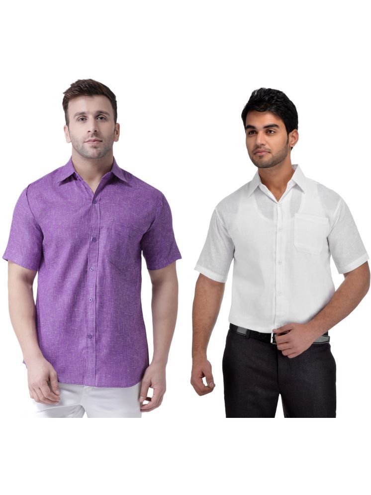     			RIAG Cotton Blend Regular Fit Solids Half Sleeves Men's Casual Shirt - White ( Pack of 2 )