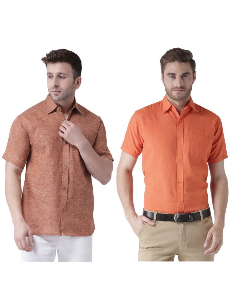     			RIAG Cotton Blend Regular Fit Solids Half Sleeves Men's Casual Shirt - Orange ( Pack of 2 )