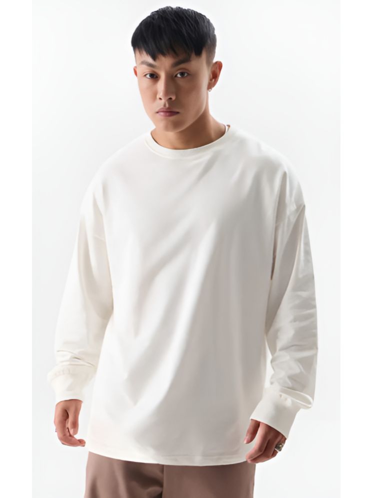     			curvy comfort Cotton Blend Regular Fit Solid Full Sleeves Men's Round T-Shirt - White ( Pack of 1 )