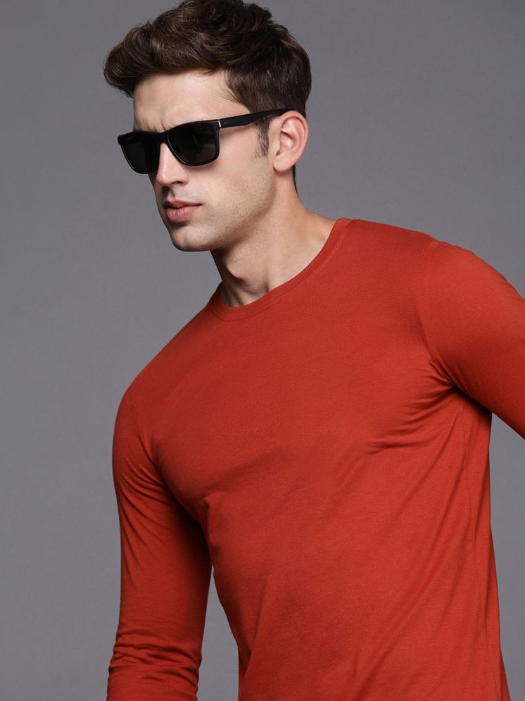     			plusperfaction Cotton Blend Regular Fit Solid Full Sleeves Men's Round T-Shirt - Maroon ( Pack of 1 )