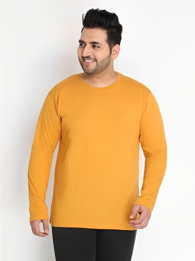     			plusperfaction Cotton Blend Regular Fit Solid Full Sleeves Men's Round T-Shirt - Mustard ( Pack of 1 )