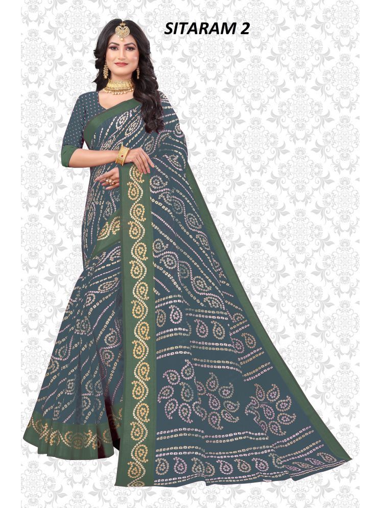     			INDIAN SILKS Cotton Silk Printed Saree Without Blouse Piece - Grey ( Pack of 1 )