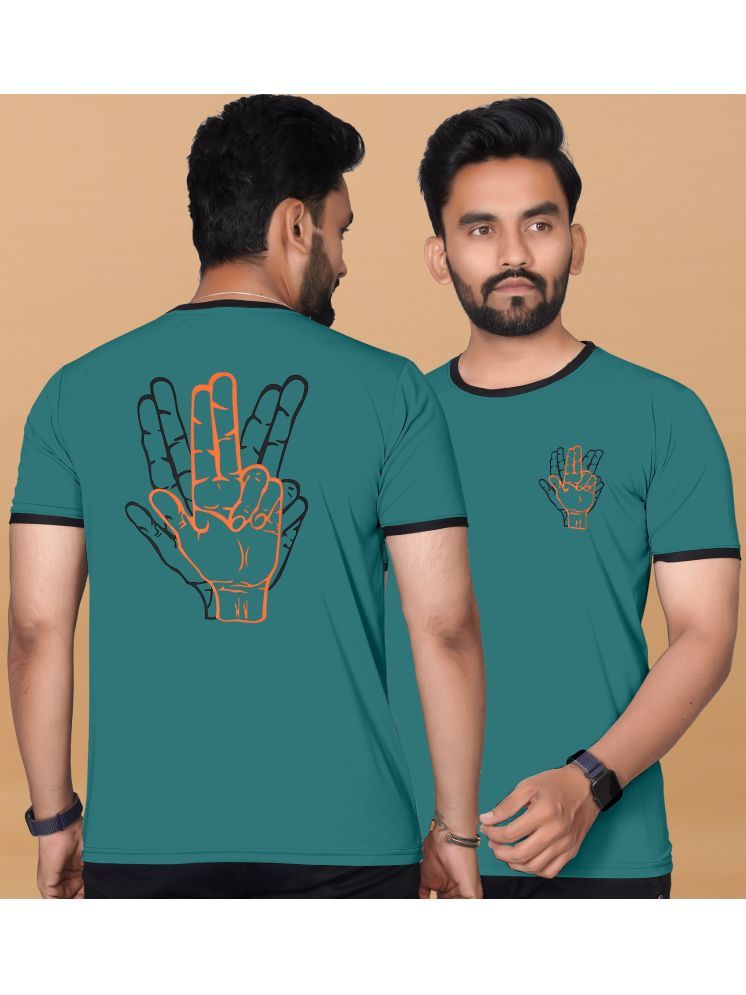     			KAJARU Polyester Regular Fit Self Design Half Sleeves Men's Round T-Shirt - Dark Green ( Pack of 1 )