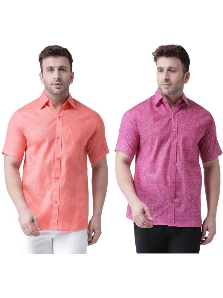     			KLOSET By RIAG Cotton Blend Regular Fit Solids Half Sleeves Men's Casual Shirt - Magenta ( Pack of 2 )