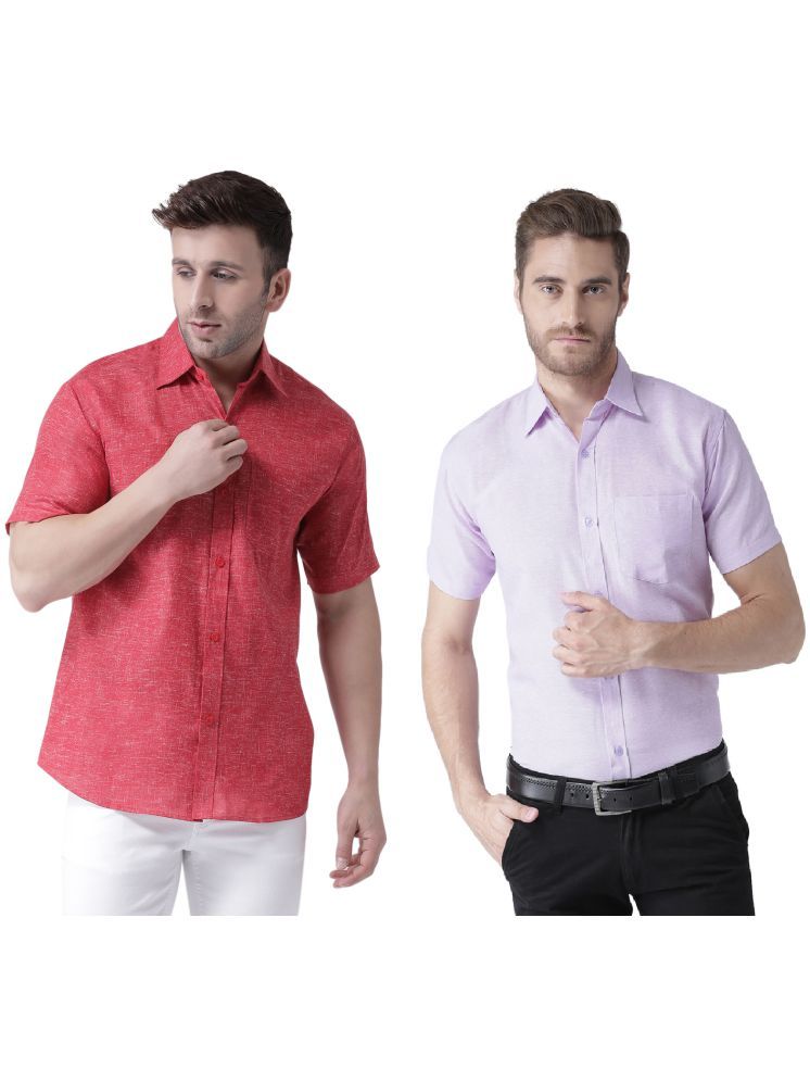     			KLOSET By RIAG Cotton Blend Regular Fit Solids Half Sleeves Men's Casual Shirt - Lavender ( Pack of 2 )