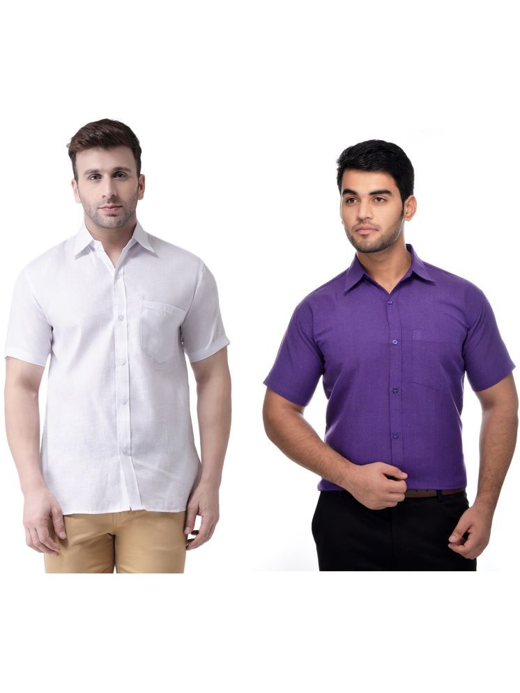     			KLOSET By RIAG Cotton Blend Regular Fit Solids Half Sleeves Men's Casual Shirt - Purple ( Pack of 2 )