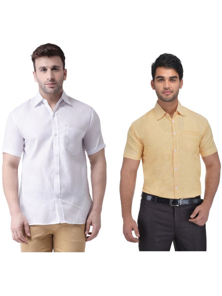     			KLOSET By RIAG Cotton Blend Regular Fit Solids Half Sleeves Men's Casual Shirt - Beige ( Pack of 2 )