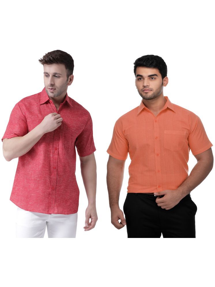     			KLOSET By RIAG Cotton Blend Regular Fit Solids Half Sleeves Men's Casual Shirt - Orange ( Pack of 2 )