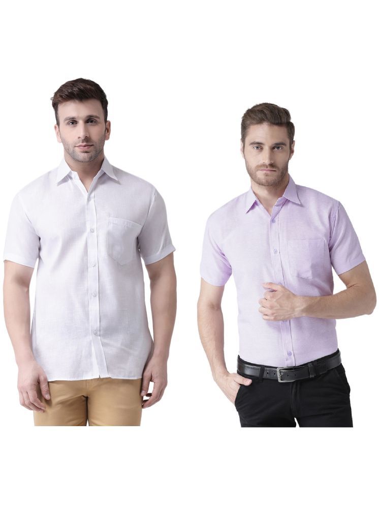     			KLOSET By RIAG Cotton Blend Regular Fit Solids Half Sleeves Men's Casual Shirt - Lavender ( Pack of 2 )