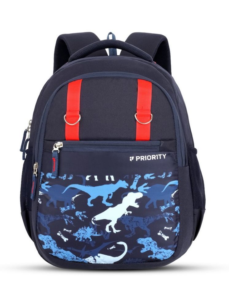     			Priority Navy Blue PU Backpack For Kids