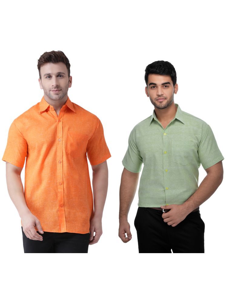     			RIAG Cotton Blend Regular Fit Solids Half Sleeves Men's Casual Shirt - Fluorescent Green ( Pack of 2 )