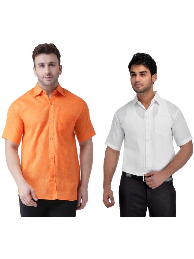     			RIAG Cotton Blend Regular Fit Solids Half Sleeves Men's Casual Shirt - White ( Pack of 2 )