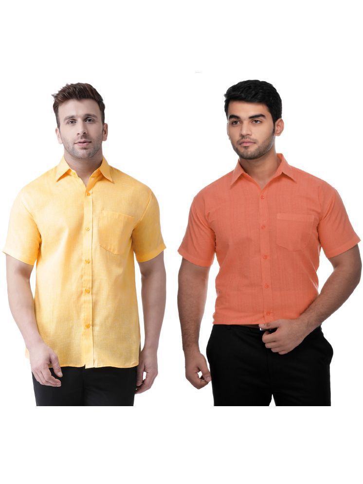     			RIAG Cotton Blend Regular Fit Solids Half Sleeves Men's Casual Shirt - Orange ( Pack of 2 )