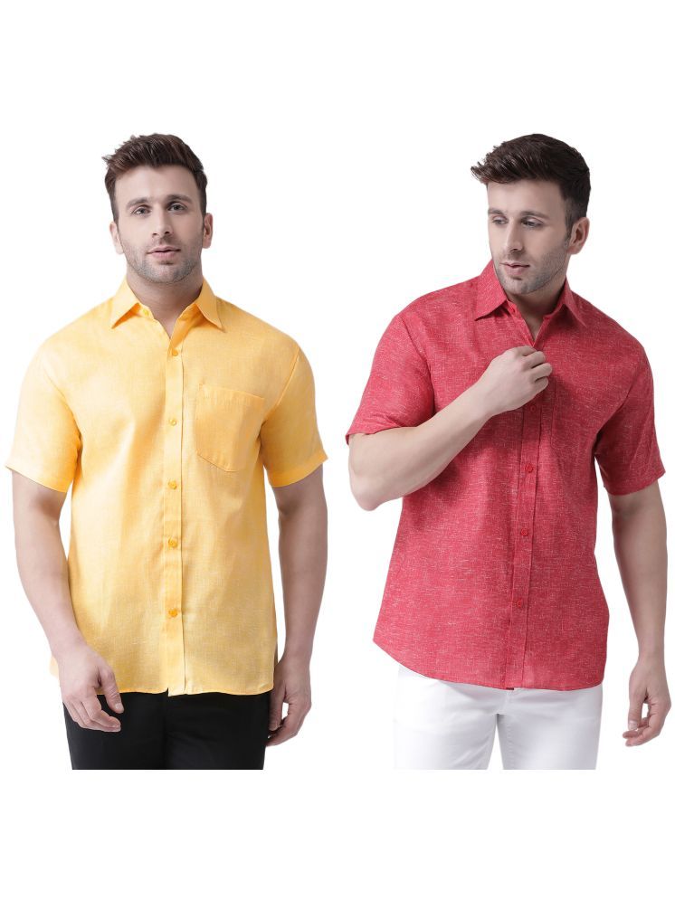     			RIAG Cotton Blend Regular Fit Solids Half Sleeves Men's Casual Shirt - Red ( Pack of 2 )