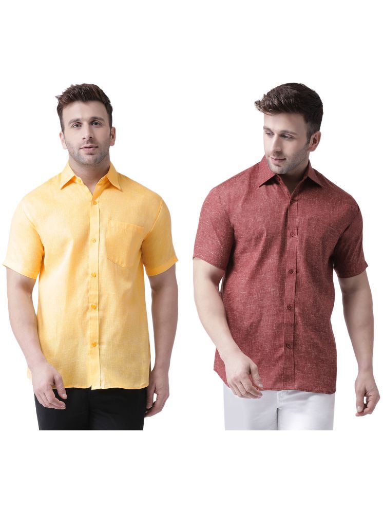     			RIAG Cotton Blend Regular Fit Solids Half Sleeves Men's Casual Shirt - Maroon ( Pack of 2 )