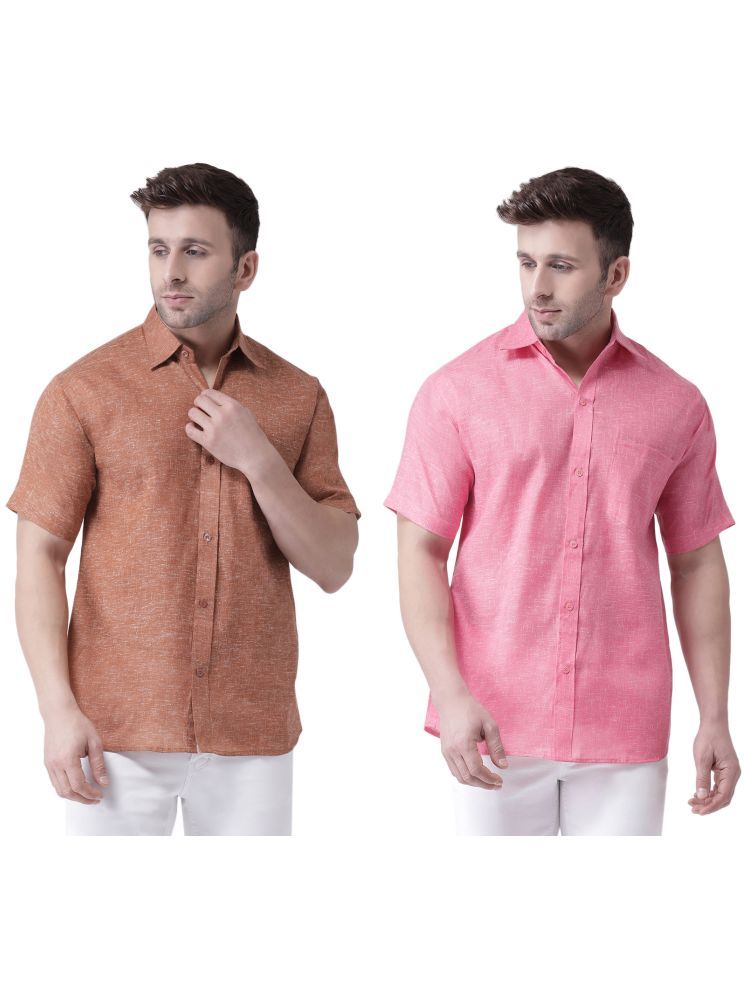     			RIAG Cotton Blend Regular Fit Solids Half Sleeves Men's Casual Shirt - Pink ( Pack of 2 )