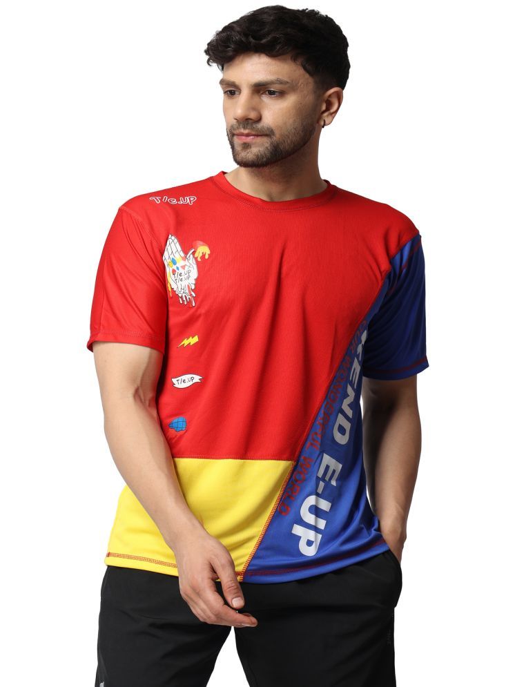     			yellow tree Polyester Regular Fit Colorblock Half Sleeves Men's Round T-Shirt - Red ( Pack of 1 )