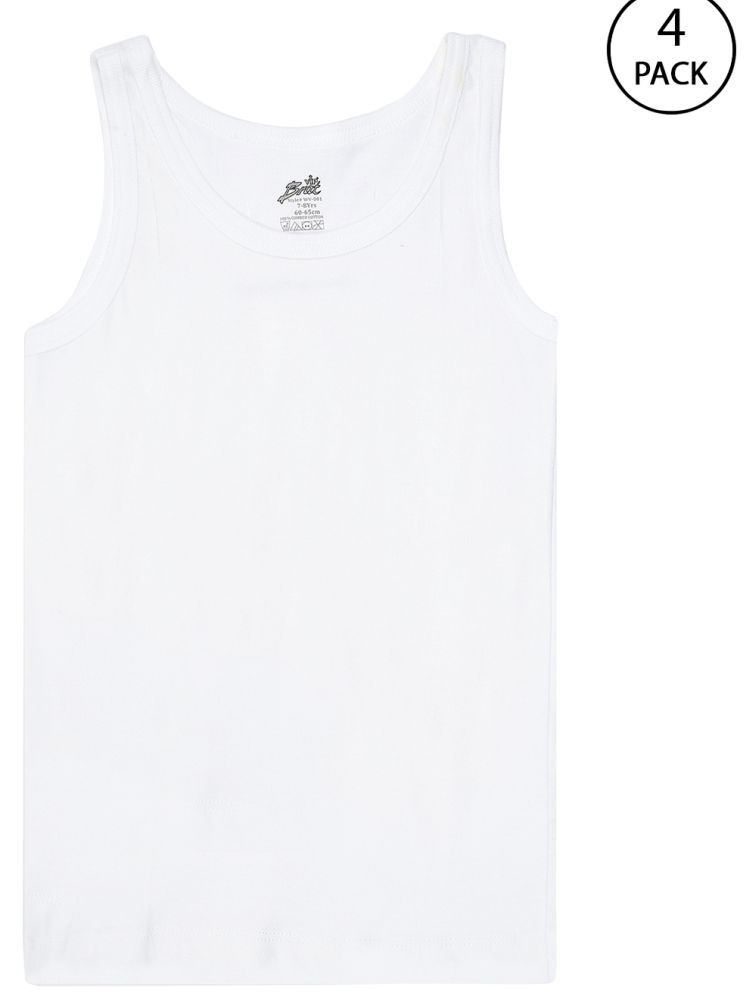     			Brat Pack of 4 Cotton Solid Boys Vest ( White ) WV001