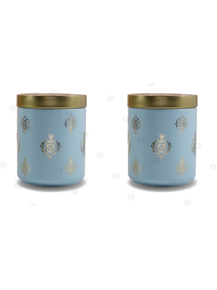     			CROCO JAR Glass Blue Cookie Container ( Set of 2 )