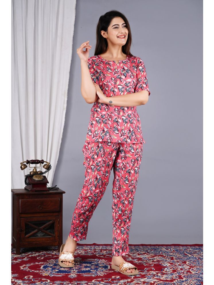     			EXPORTHOUSE Pink Polyester Women's Nightwear Nightsuit Sets ( Pack of 1 )