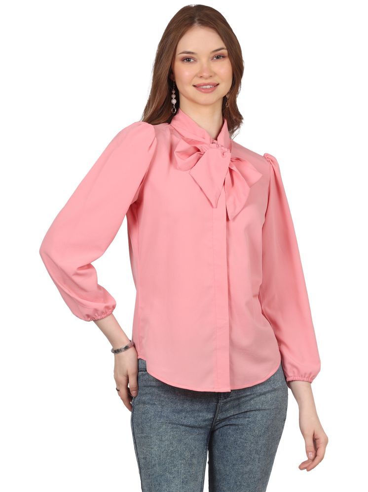     			FASHJONS 360 Peach Crepe Women's Shirt Style Top ( Pack of 1 )