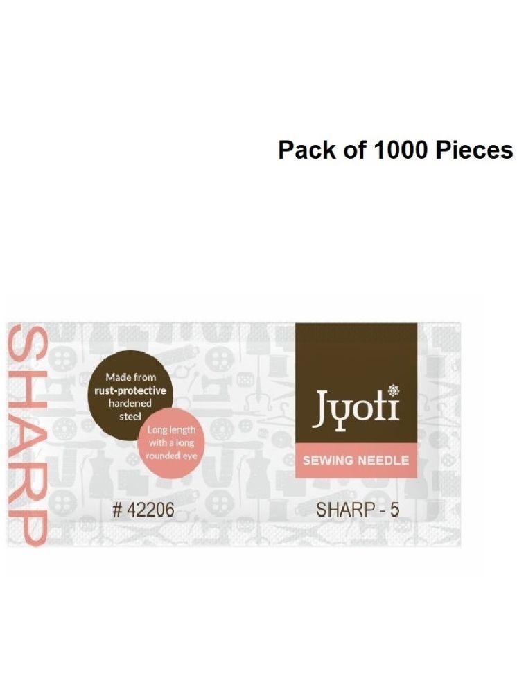     			Jyoti Sharp Hand Sewing Needles, Small Eye & Sharp Point, Rust-Protective, Medium-Length, Cloth Stitching Thread Needle, Steel, Used for All Conventional to General Purpose # 42206 (Size 5) - 1000 Pcs