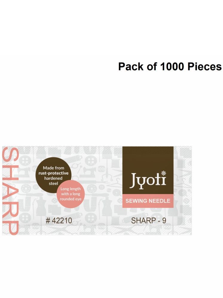     			Jyoti Sharp Hand Sewing Needles, Small Eye & Sharp Point, Rust-Protective, Medium-Length, Cloth Stitching Thread Needle, Steel, Used for All Conventional to General Purpose # 42210 (Size 9) - 1000 Pcs