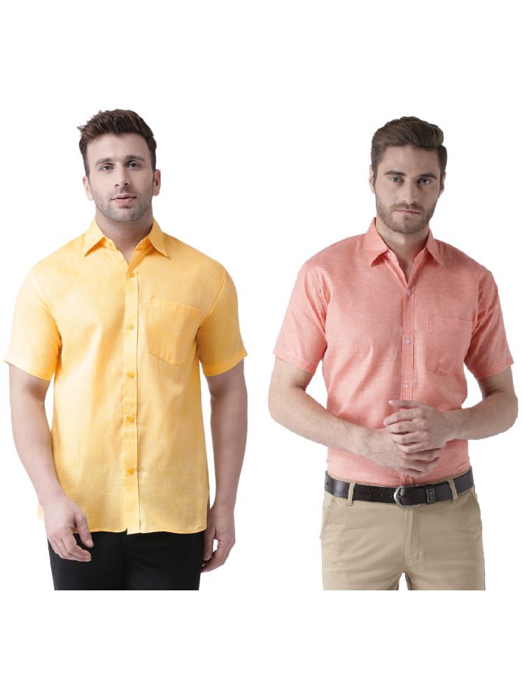     			KLOSET By RIAG Cotton Blend Regular Fit Solids Half Sleeves Men's Casual Shirt - Orange ( Pack of 2 )