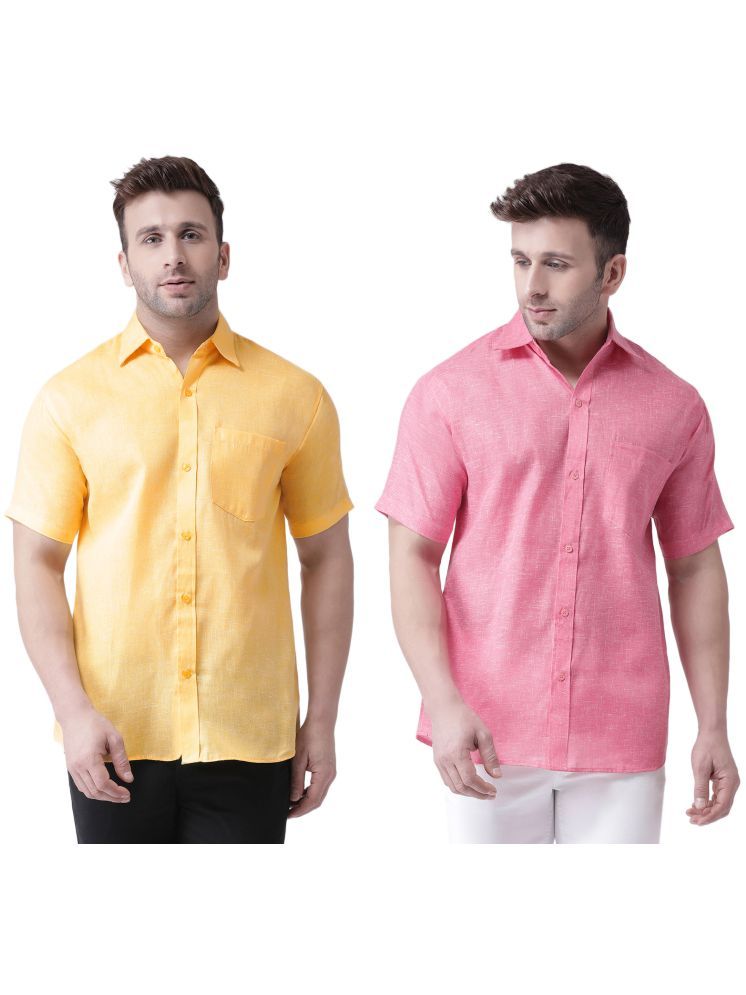     			KLOSET By RIAG Cotton Blend Regular Fit Solids Half Sleeves Men's Casual Shirt - Pink ( Pack of 2 )